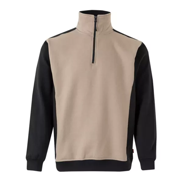 Sudadera bicolor con cremallera Velilla 105703, beige y negro