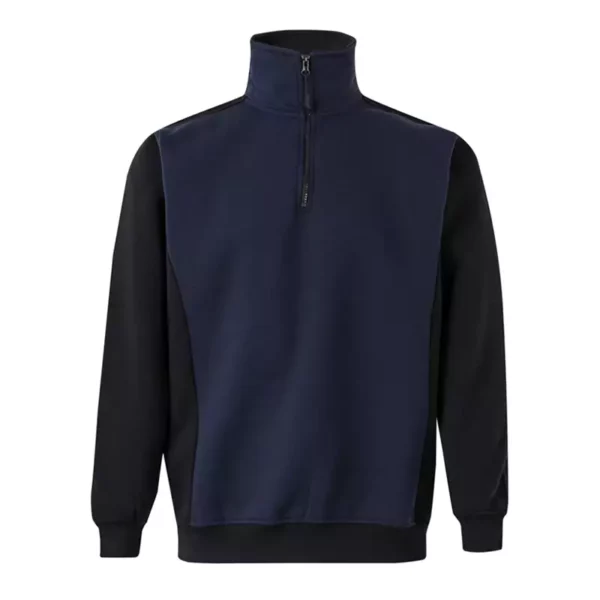 Sudadera bicolor con cremallera Velilla 105703, azul navy y negro