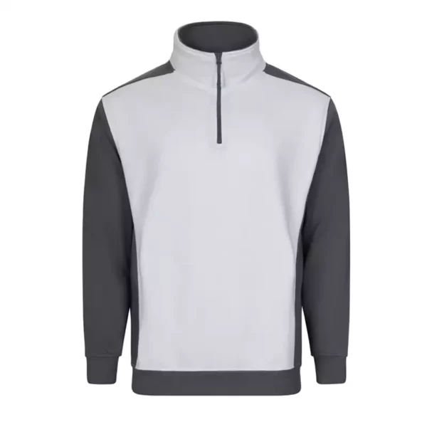 Sudadera bicolor con cremallera Velilla 105703, blanco y gris