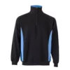 Sudadera bicolor con cremallera Velilla 105704 en colores negro y celeste