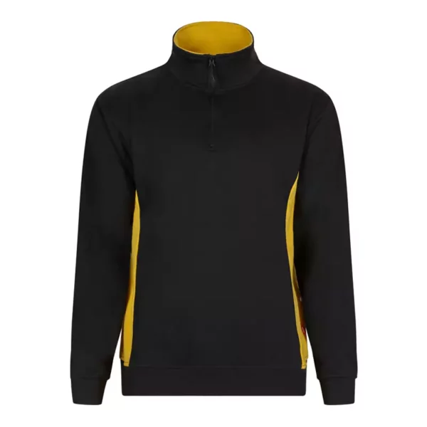 Sudadera bicolor con cremallera Velilla 105704 en colores negro y amarillo