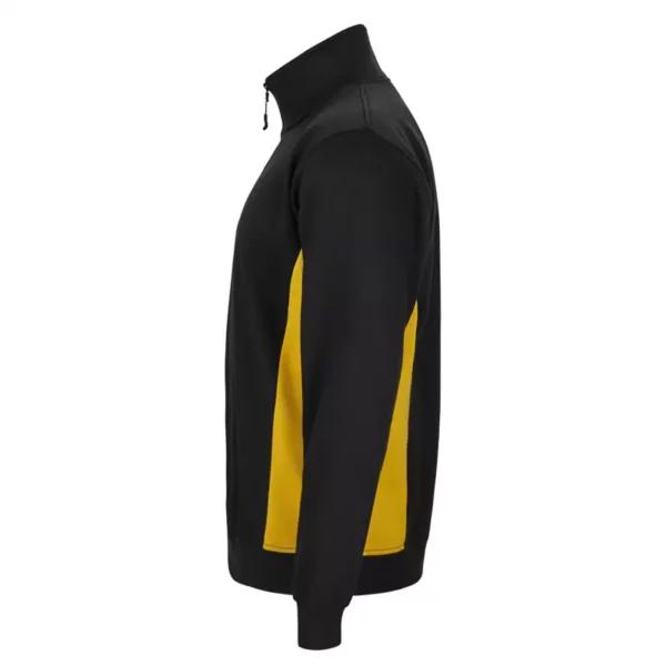 Sudadera bicolor con cremallera Velilla 105704 en colores negro y amarillo