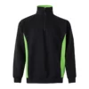 Sudadera bicolor con cremallera Velilla 105704 en colores negro y verde lima