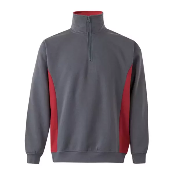 Sudadera bicolor con cremallera Velilla 105704 en colores gris y rojo