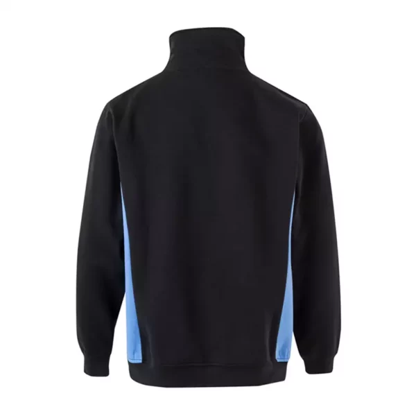 Sudadera bicolor con cremallera Velilla 105704 en colores negro y celeste