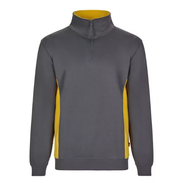 Sudadera bicolor con cremallera Velilla 105704 en colores gris y amarillo