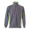 Sudadera bicolor con cremallera Velilla 105704 en colores gris y verde lima