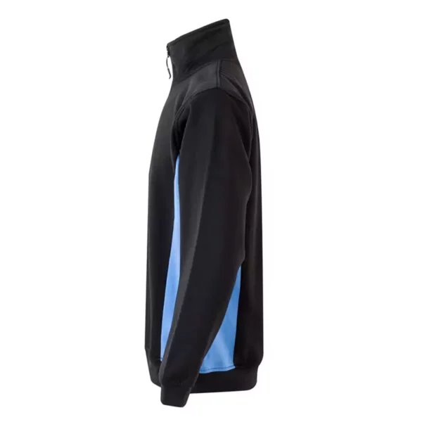 Sudadera bicolor con cremallera Velilla 105704 en colores negro y celeste