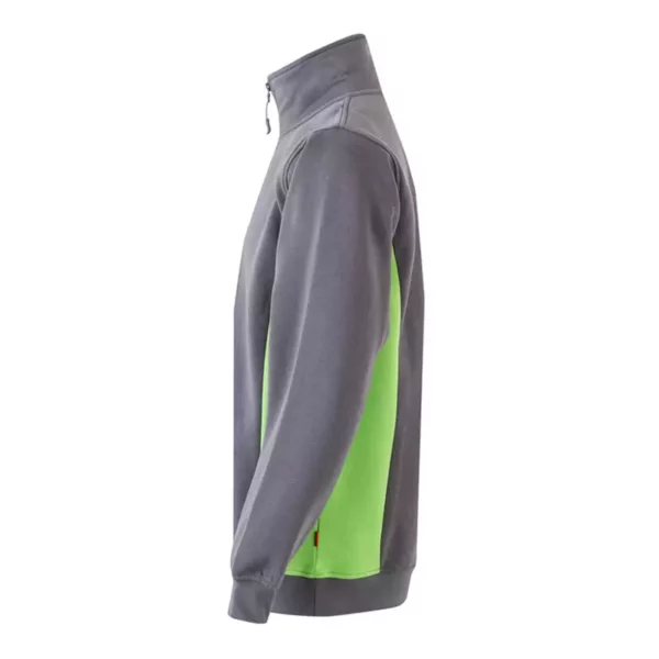 Sudadera bicolor con cremallera Velilla 105704 en colores gris y verde lima