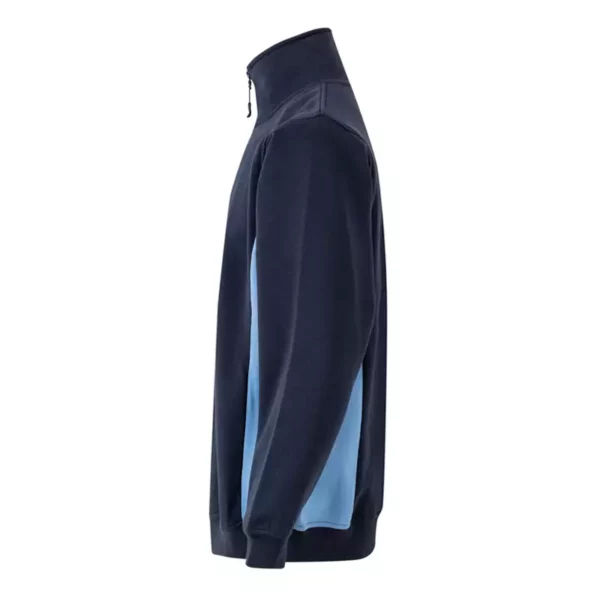 Sudadera bicolor con cremallera Velilla 105704 en colores azul navy y celeste