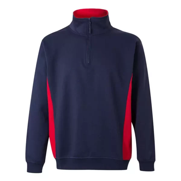 Sudadera bicolor con cremallera Velilla 105704 en colores azul navy y rojo