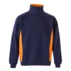 Sudadera bicolor con cremallera Velilla 105704 en colores azul navy y naranja