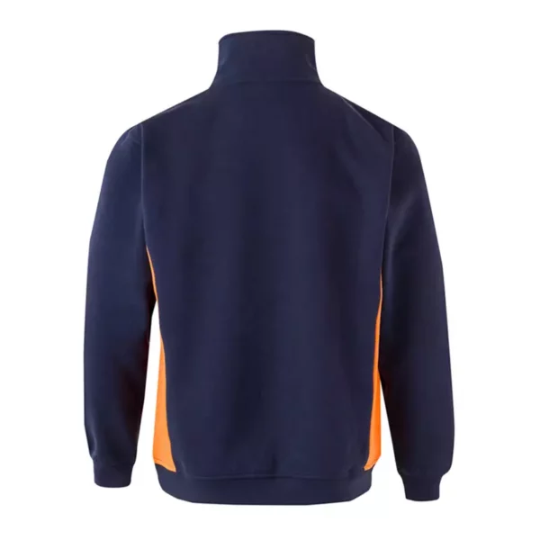 Sudadera bicolor con cremallera Velilla 105704 en colores azul navy y naranja