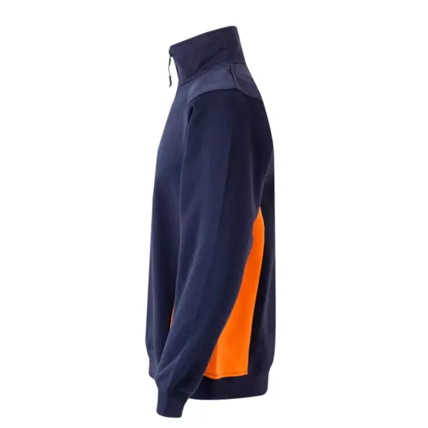 Sudadera bicolor con cremallera Velilla 105704 en colores azul navy y naranja