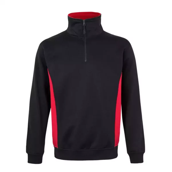 Sudadera bicolor con cremallera Velilla 105704 en colores negro y rojo