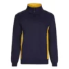 Sudadera bicolor con cremallera Velilla 105704 en colores azul navy y amarillo