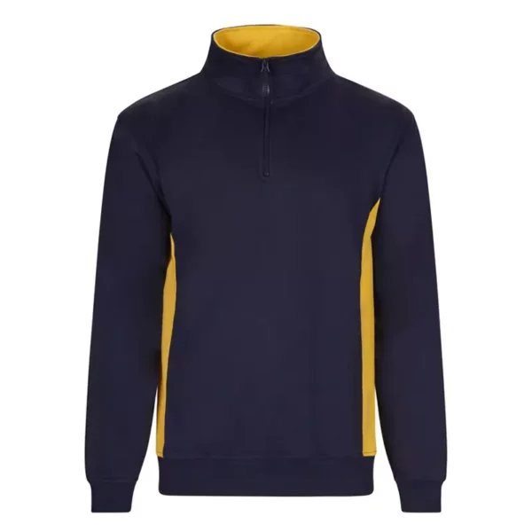 Sudadera bicolor con cremallera Velilla 105704 en colores azul navy y amarillo