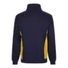 Sudadera bicolor con cremallera Velilla 105704 en colores azul navy y amarillo