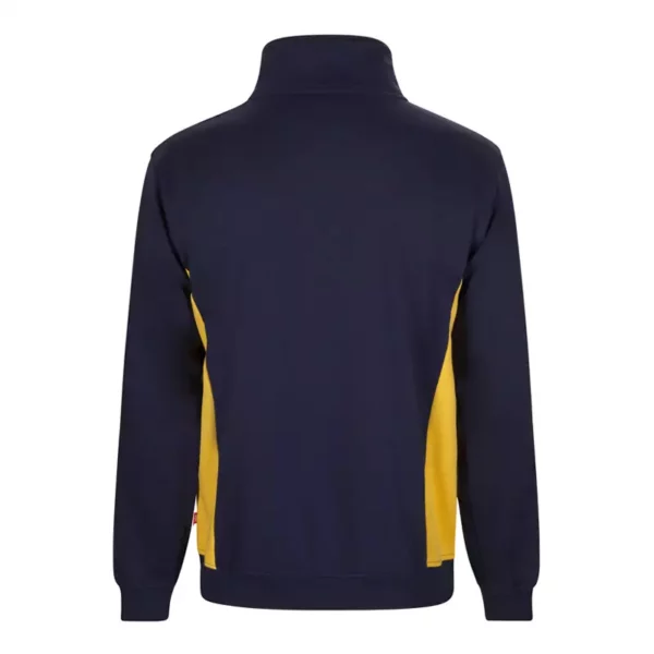 Sudadera bicolor con cremallera Velilla 105704 en colores azul navy y amarillo