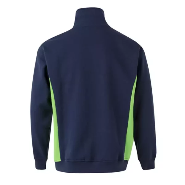 Sudadera bicolor con cremallera Velilla 105704 en colores azul navy y verde lima