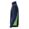 Sudadera bicolor con cremallera Velilla 105704 en colores azul navy y verde lima