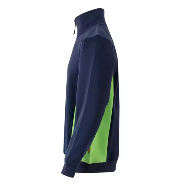 Sudadera bicolor con cremallera Velilla 105704 en colores azul navy y verde lima