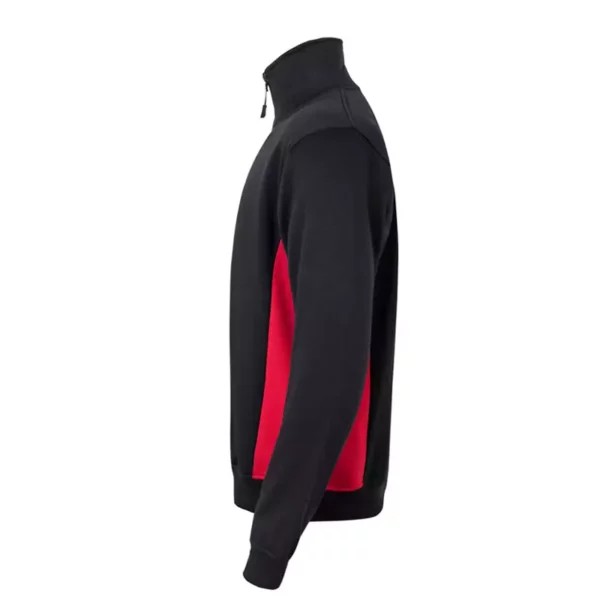 Sudadera bicolor con cremallera Velilla 105704 en colores negro y rojo