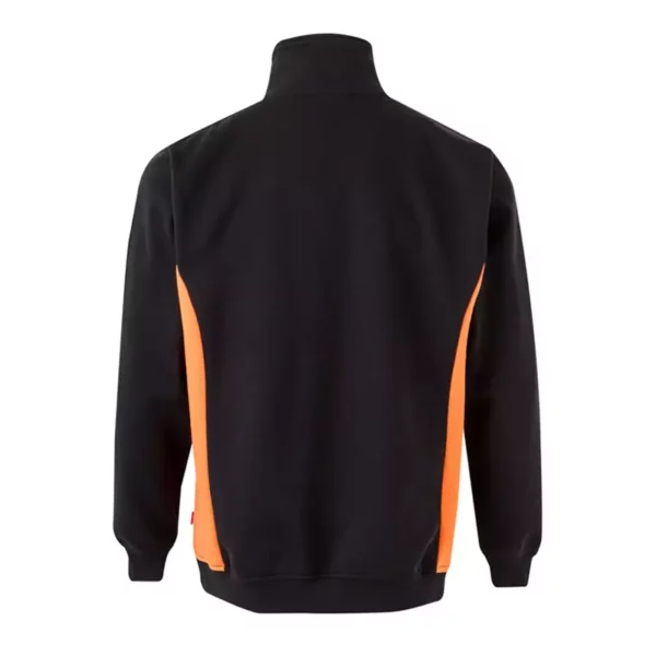 Sudadera bicolor con cremallera Velilla 105704 en colores negro y naranja