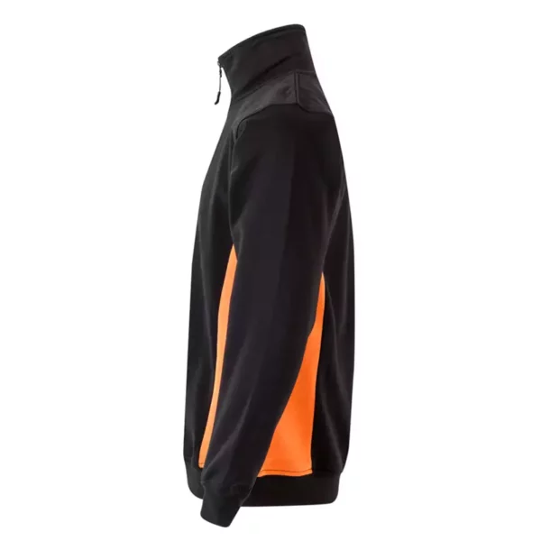 Sudadera bicolor con cremallera Velilla 105704 en colores negro y naranja