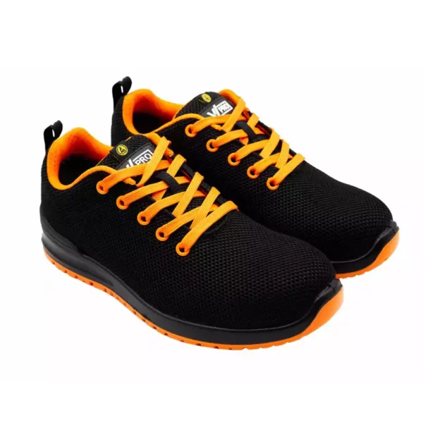 Zapatilla de Seguridad V-PRO 707007 S1P ESD SR en color negro y naranja