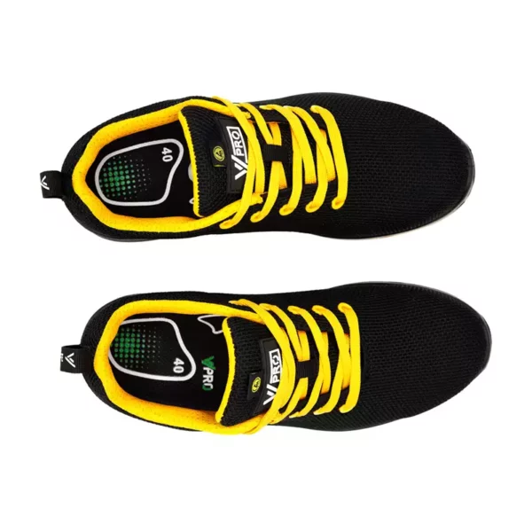 Zapatilla de Seguridad V-PRO 707007 S1P ESD SR en color negro y amarillo