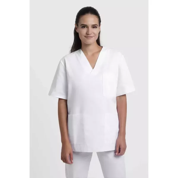 Casaca sanitaria unisex Creyconfe Básicos Firenze en color blanco