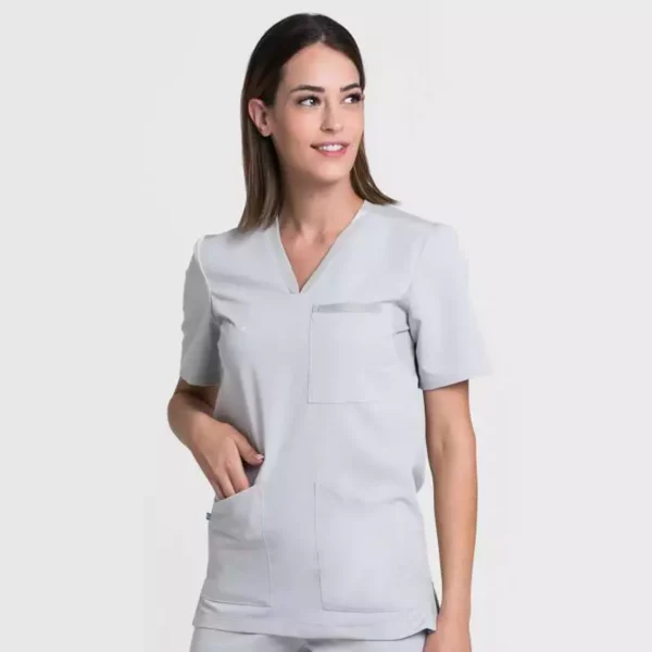 Casaca sanitaria Creyconfe Active Belfast unisex en color gris perla