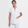 Casaca sanitaria Creyconfe Tech Forli para mujer en color blanco con vivo plata