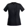 Chaqueta cocina mujer Egochef Alessia Black, de corte entallado y cuello mao.