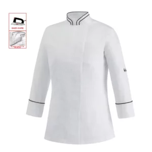 Chaqueta cocina mujer Egochef Kate, 100% algodón egipcio, manga larga, corte entallado.