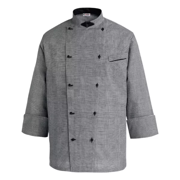 Chaqueta cocina unisex Egochef Albert Galles, gris, manga larga, botones negros.