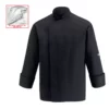 Chaqueta cocina unisex Egochef All, color negro, manga larga, bolsillo en pecho.