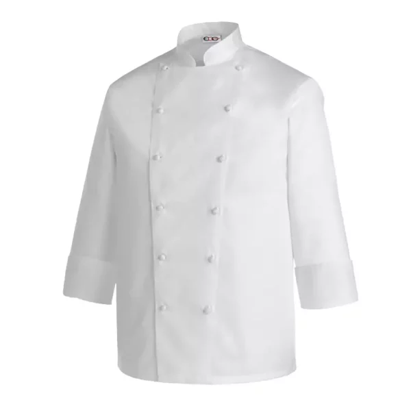 Chaqueta cocina unisex Egochef Big Jacket, blanca, manga larga, bolsillo en pecho.