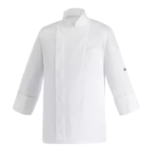 Chaqueta cocina unisex Egochef Clever, blanca, manga larga, 100% algodón egipcio.