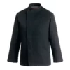 Chaqueta cocina unisex Egochef Comfort, negra con ribete rojo, manga larga.