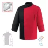 Chaqueta cocina unisex Egochef Fang Red, rojo y negro, manga larga, bolsillo en pecho.