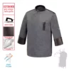 Chaqueta cocina unisex Egochef Jocker Grey Mix, color gris vigoré, manga larga, bolsillo en pecho.