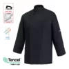 Chaqueta cocina unisex Egochef Ottavio ML, manga larga, corte unisex, color negro, tejido Tencel