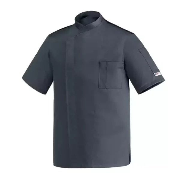 Chaqueta cocina unisex Egochef Ottavio MM, color gris convoy, manga corta, corte unisex.