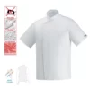 Chaqueta cocina unisex Egochef Ottavio MM, manga corta, corte unisex, color blanco y tejido microfibra