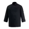 Chaqueta cocina unisex Egochef Safety ML, negra, manga larga, bolsillo en manga.