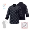 Chaqueta cocina unisex Egochef Twins Iron, motivos gris y negro, manga larga, bolsillo en pecho.