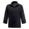 Chaqueta cocina unisex Egochef VIP, color negro, manga larga, bolsillo en manga, cuello abierto.