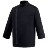 Chaqueta cocina unisex Egochef Zip Black, negra, manga larga, con cierre de cremallera.